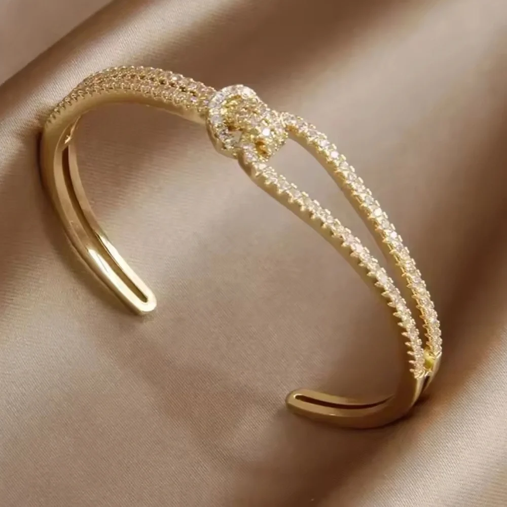 Antro! Classic Lux cuff crystal Gold Knot Bracelet